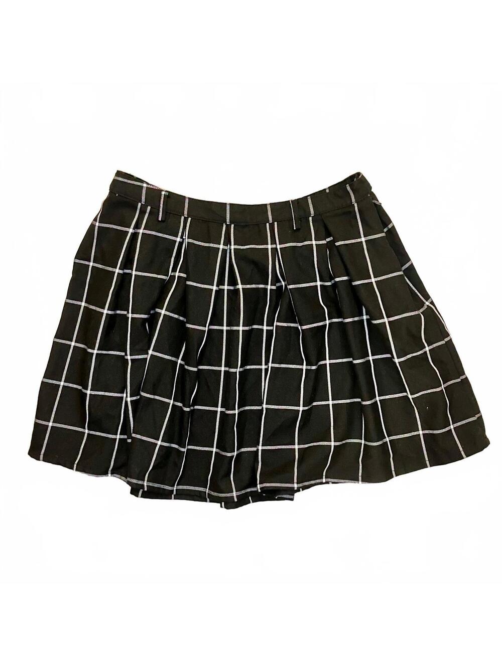 Hot Topic Women's Black and White Plaid Pleated Skirt Size XL